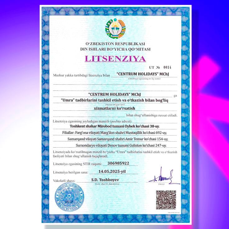 Umra Sertifikati Bor | CENTRUM HOLIDAYS